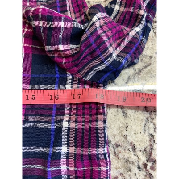 Chicos Womens Shirt Small Ruffled Purple Black Plaid Button-Up Preppy Academia - Picture 6 of 8